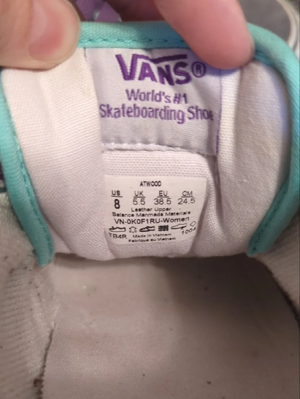 Vans Women's Gray Suede Sneakers with Purple Laces and Mint Trim